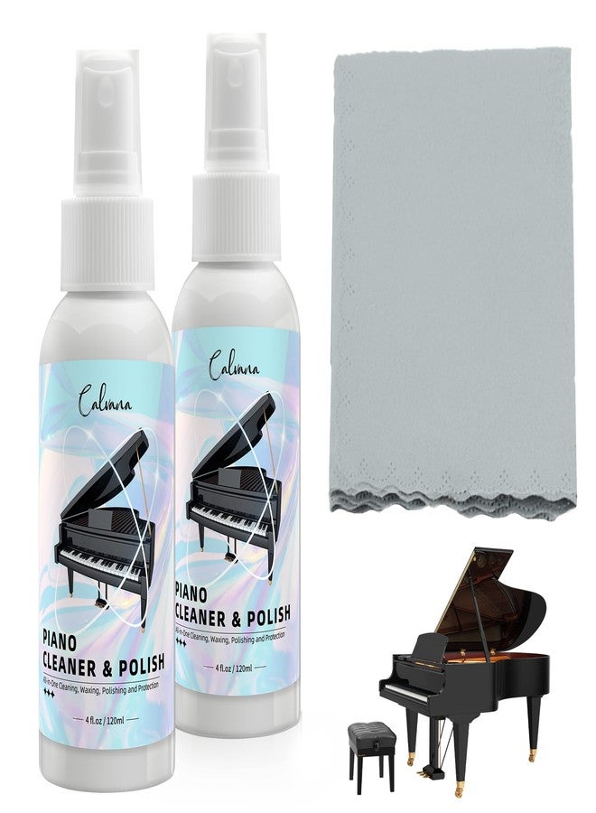 Calvana (2-Pack) 2-in-1 Piano Cleaner and Polish Kit, Includes 12x12 Microfiber Cleaning Cloth, Piano Accessories for Most Piano Surfaces, Grand Piano, Digital Piano, Baby Grand Piano, Violin, 4 OZ×2 - Image 1